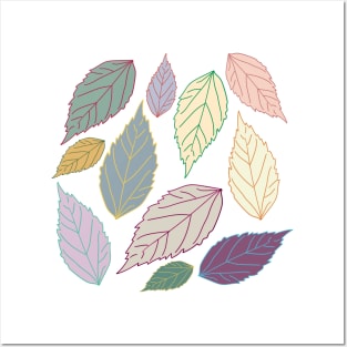 Assorted soft bright colors leaves Posters and Art